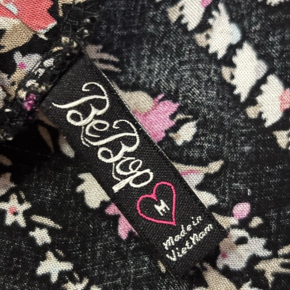 BeBop Black and Pink Floral Chevron Jumpsuit - Picture 2 of 5